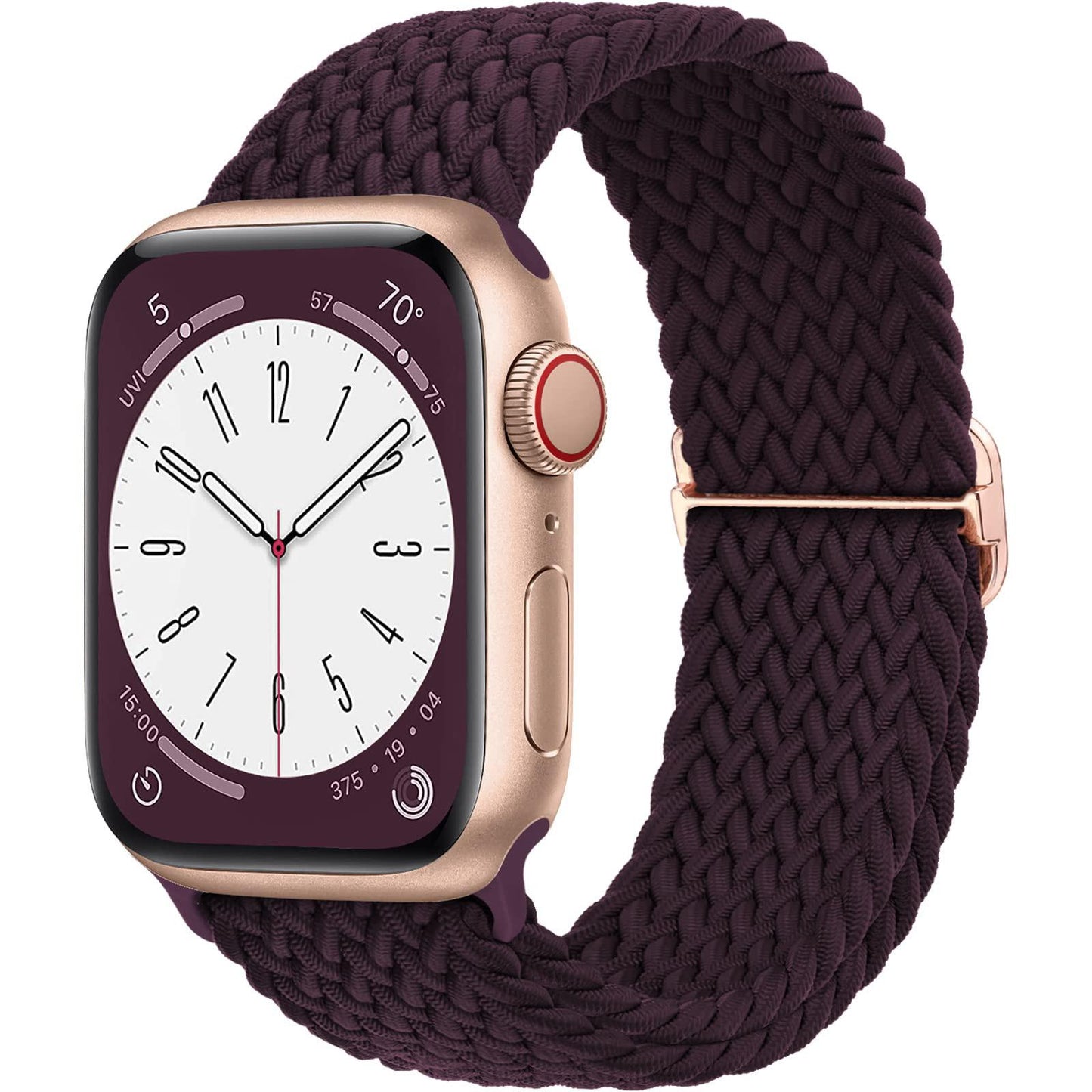 Boucle solo tressée pour bracelet de montre Apple 44 mm 40 mm 49 mm 45 mm 41 mm 38 mm Bracelet en nylon élastique iWatch série 8 3 se 6 7 Ultra