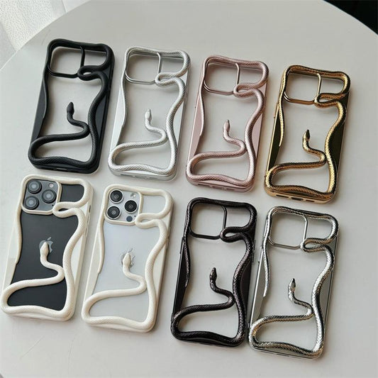 Heat Dissipation Shockproof Snake Pattern Hollow Out Cooling Phone Case For iPhone 16ProMax 15 14 13 12 11 Soft Full Cover