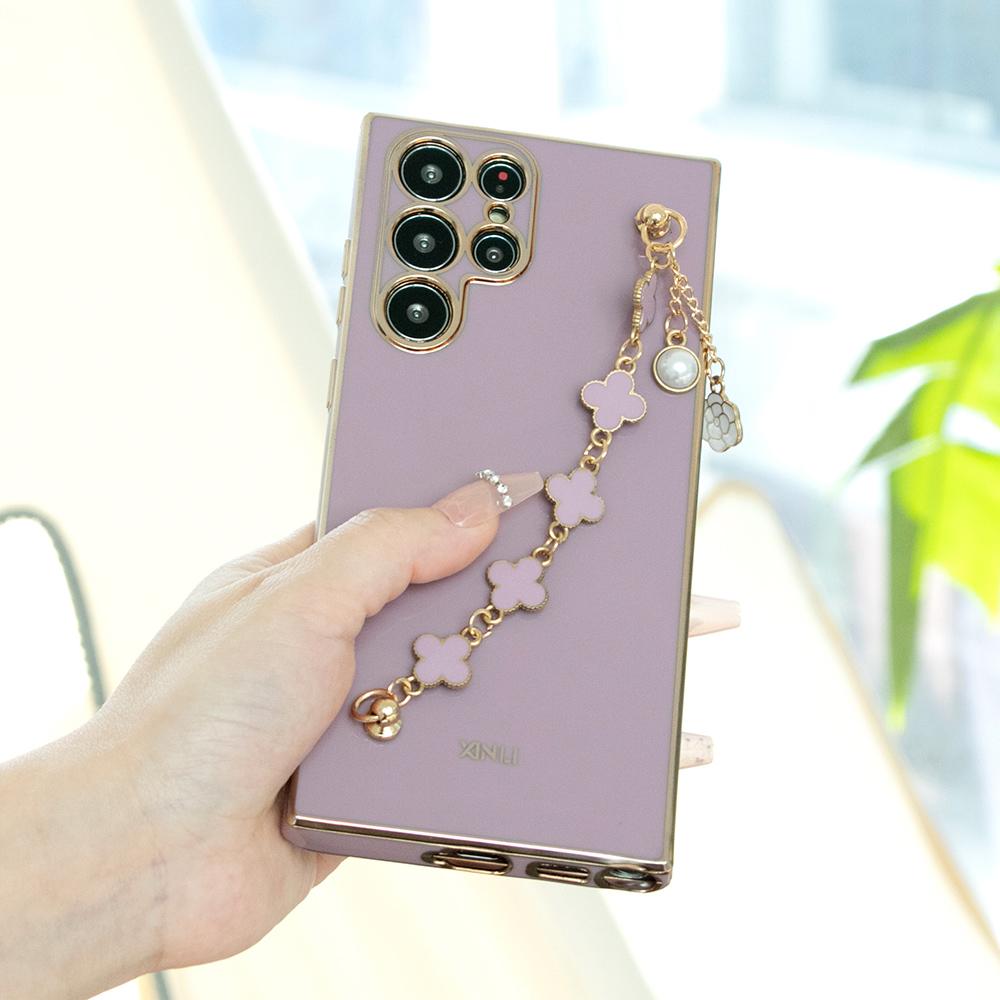 Flower Chain Plating Phone Case for Samsung S24 S23 S22 S21 FE Plus Ultra Note20