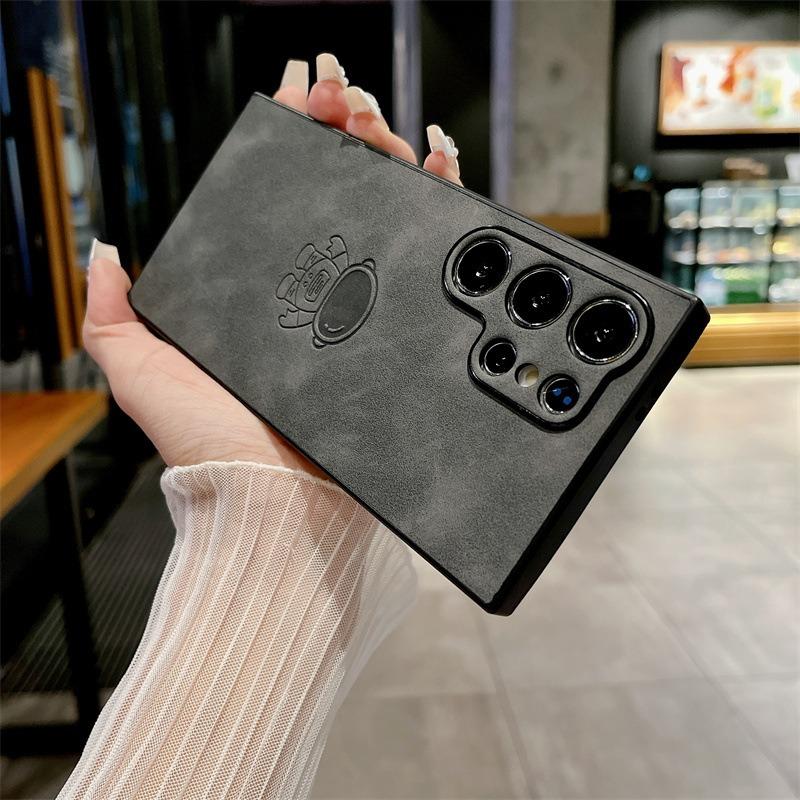 For Samsung S25Ultra S25Edge S24 S23 S22 S21 Note20 A16 A26 A36 A55 A56 Case, Astronaut Pattern Matte Suede Leather Shockproof Hard Phone Case