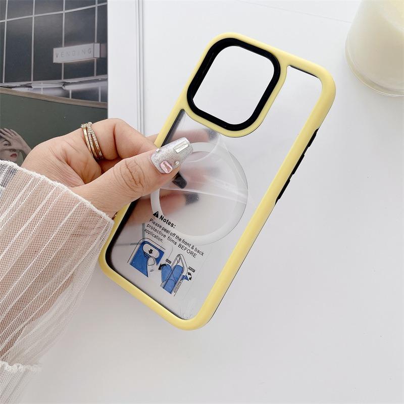 Two-tone Macaron Acrylic Transparent Magnetic Len Protection Phone Case For iPhone 16ProMax 15 14 13 12 11, Hard Shockproof Full Cover