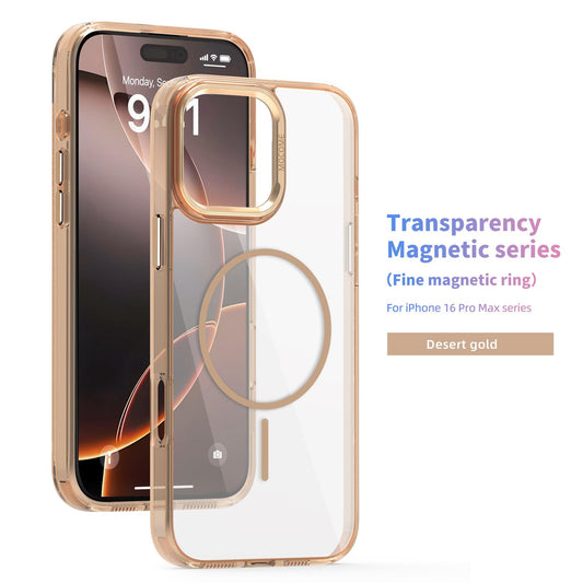 Luxury HD Crystal Clear Glossy Acrylic Phone Case Fine Line For Magsafe For iPhone 16ProMax 16 15 14 13 12 11 Metal Camera Frame Key Magnetic Hard Back Cover