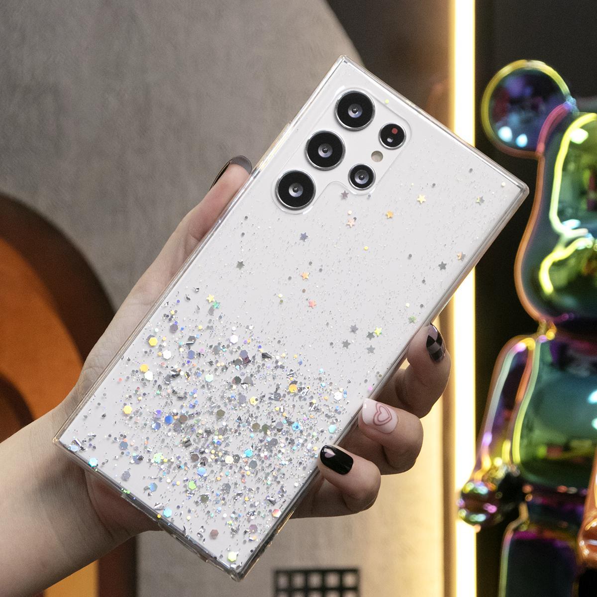 Glitter Star Sequin Phone Case For Samsung Galaxy S24 S23 S22 S21 S20 FE Note 20 Ultra Clear Soft TPU Back Cover