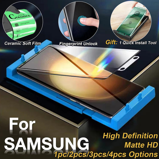 1pc/2pcs/3pcs/4pcs High Definition Matte Shock Absorption Soft Ceramic Screen Protector For Samsung S25Ultra S25 S24 S23 S22 S21 Note20 Plus Ultra HD Film with Install Kit