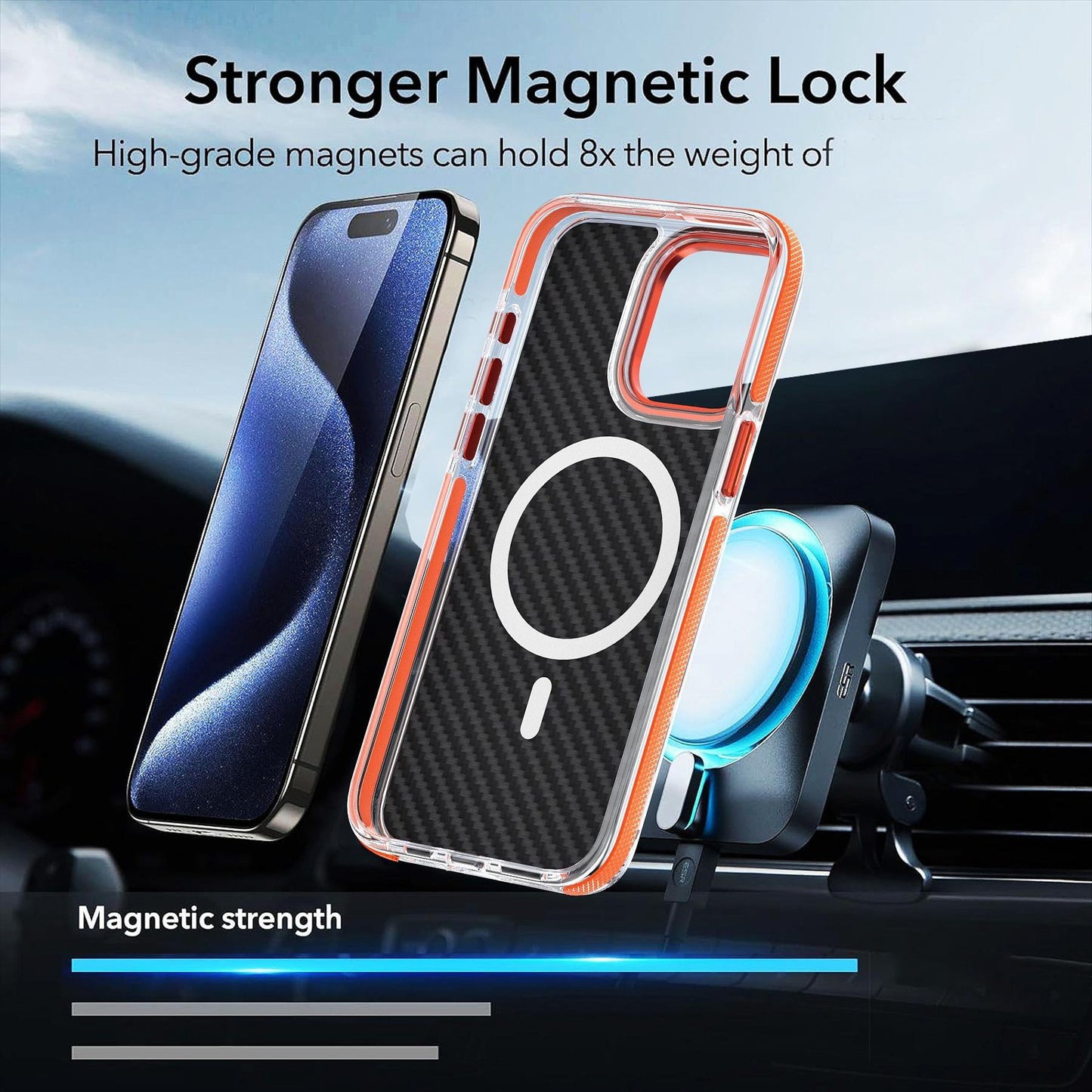 For iPhone 16 15 14 13 12 11 Pro Max Phone Case, Premium Strong Magnetic Carbon Fiber Metal Camera Frame Acrylic Clear Shockproof Anti-Fall Bumper for Magsafe Non-Yellowing Hard Full Cover