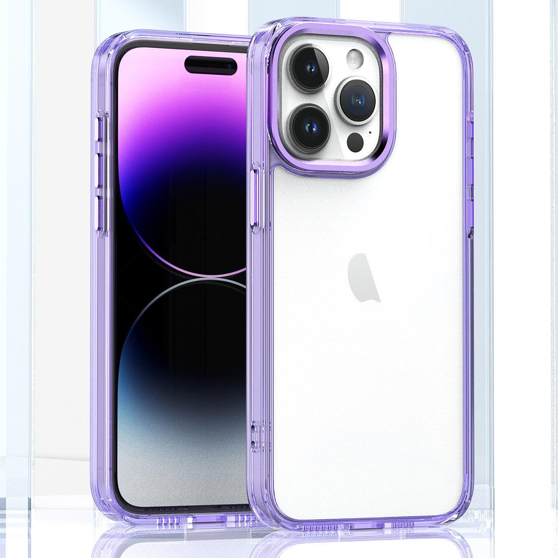 Acrylic Metal Camera Frame Transparent Phone Case for iPhone 16 15 14 13 12 11 Clear Cover