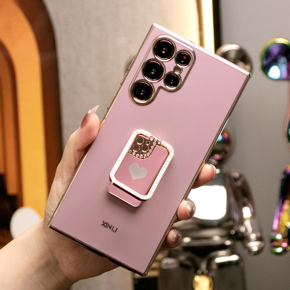 Plating Mini Phone Popstand Phone Case For Samsung S24 S23 S22 S21 FE Plus Ultra Note 20