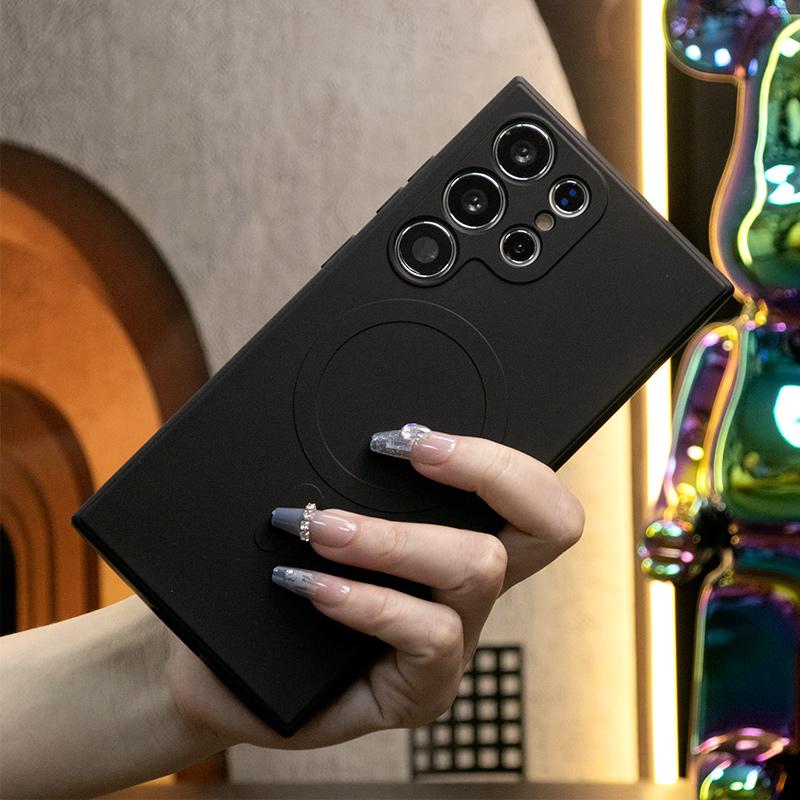Strong Magnetic Phone Case For Samsung S25Ultra S25 S24 S24FE S22 S23 Ultra A15 A35 A55, Soft Liquid Silicone Shockproof Full Cover With Microfiber Lining