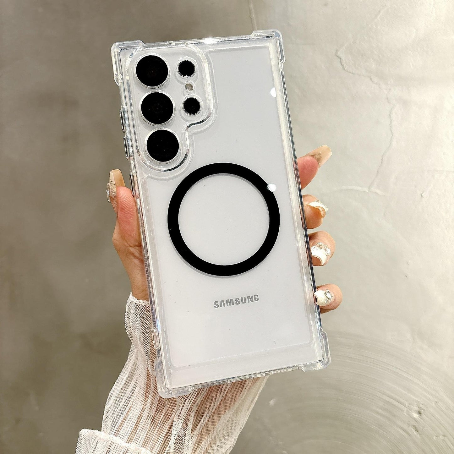 Acrylic Transparent Magnetic High Protection Four Corner Shockproof Phone Case For Samsung S25Ultra S25 S24 S23 S22 S21 Not Yellowing Clear Hard Full Cover