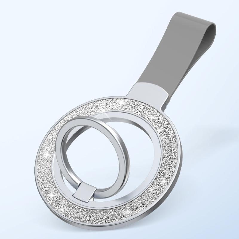 Glitter Portable Strong Magnetic Pivot Stand Phone Holder Wider Soft Silicone Multi-angle Damping Fold Ring Vertical / Horizontal Kickstand, for iPhone 16 15 14 13 12 for Samsung S25 S24 S23