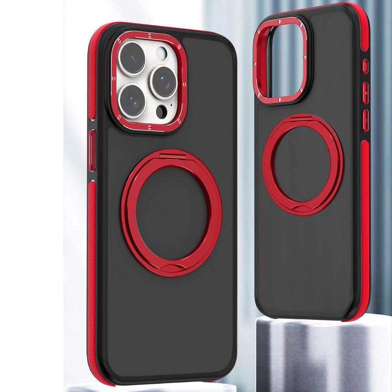 For Samsung S25 S25+ S25Ultra S24 S23 Strong Magnetic Phone Case, Metal 360 Degree Rotation Kickstand Protection, Elegant Matte Case Support Wireless Charging Shockproof Bumper Hard Full Cover