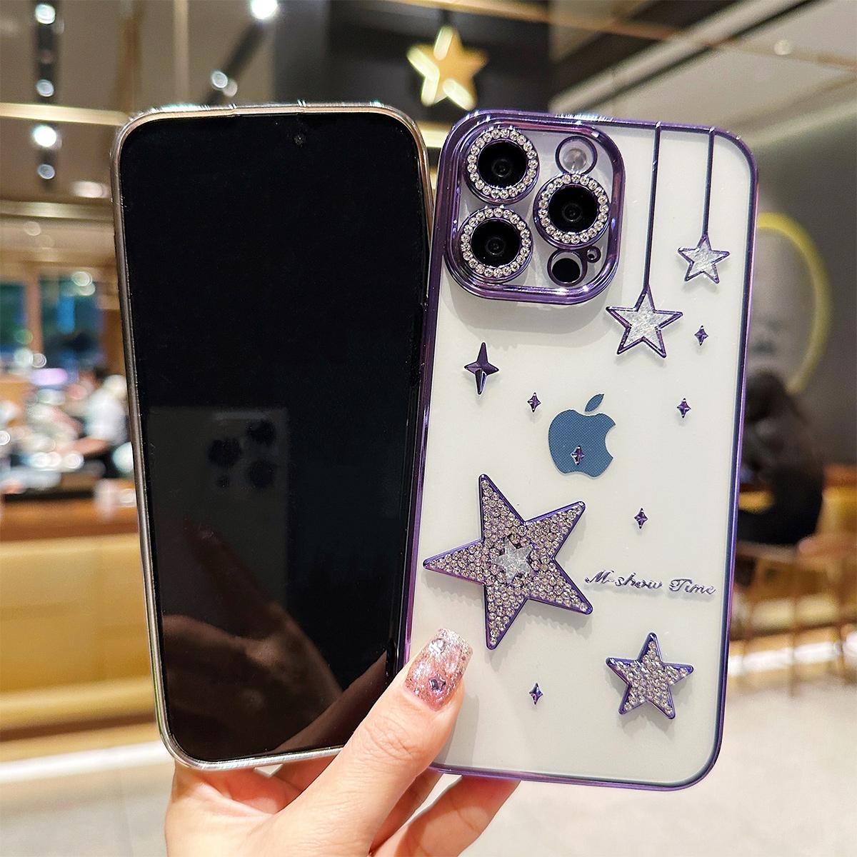For iPhone 11 12 13 14 15 Pro Max Luxuxy Unique Diamond Star Soft Phone Case Cover