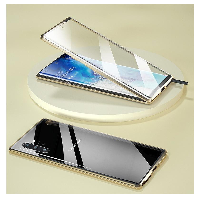 Clear Double Sided Full Cover Magnetic Adsorption Case for Samsung S25Ultra S25 S24 S24FE S24Plus S24Ultra S23 Ultra S23Plus S22 S21 Metal Frame Tempered Glass Shockproof Case