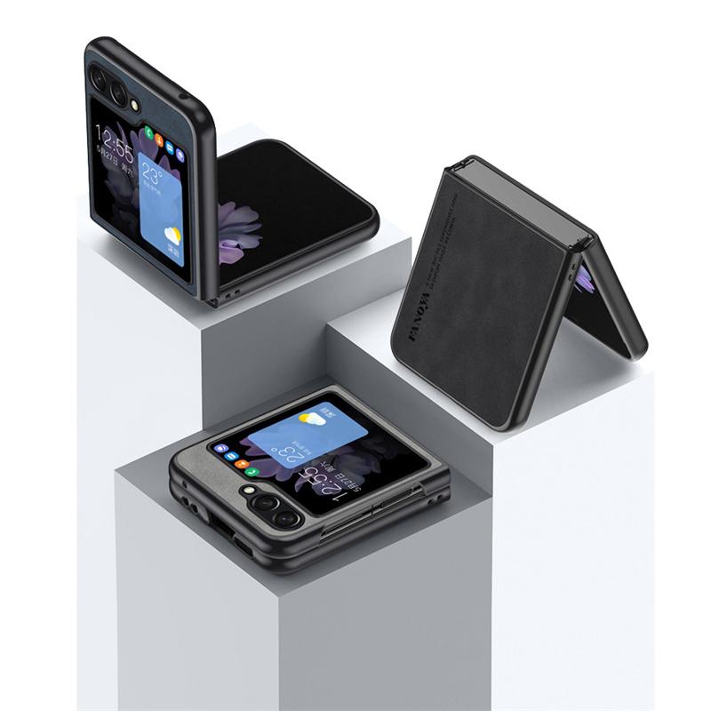 Luxury Lambskin Leather Cover For Samsung Galaxy Z Flip 5 4 3 Flip5 Flip4 Flip3 Shockproof Hard Case