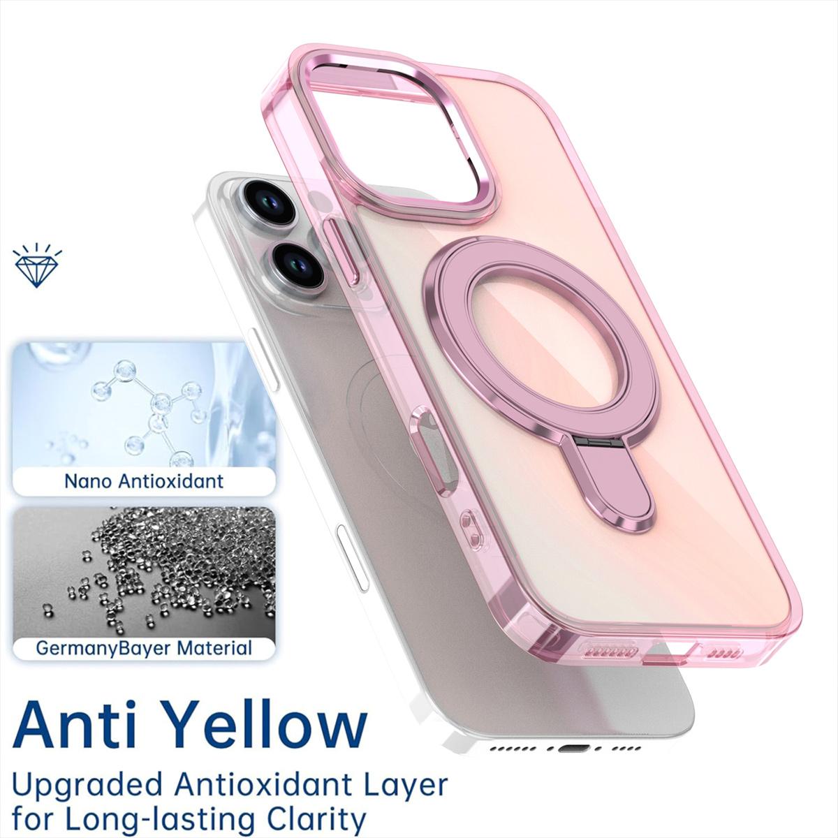 Colorful Laser Magnetic Bracket Large Hole Phone Case For iPhone 16 15 14 13 12 Pro Max MagSafe Sparkling Color Back Cover