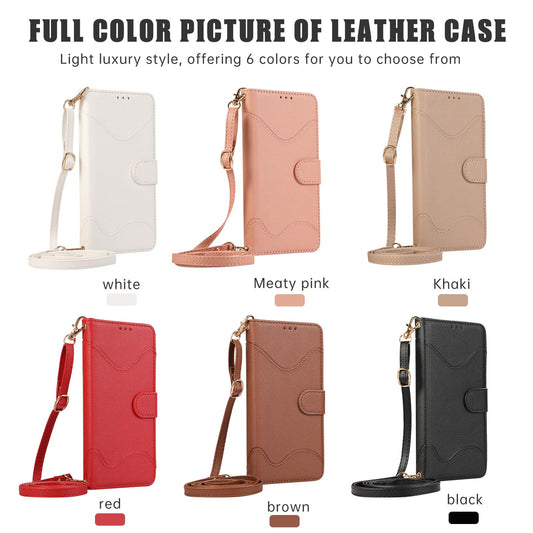 Wrist Strap Crossbody Wallet with Card Holder Phone Case for Samsung S24 Ultra S23 S22 S21 Plus PU Leather Shockproof Cover