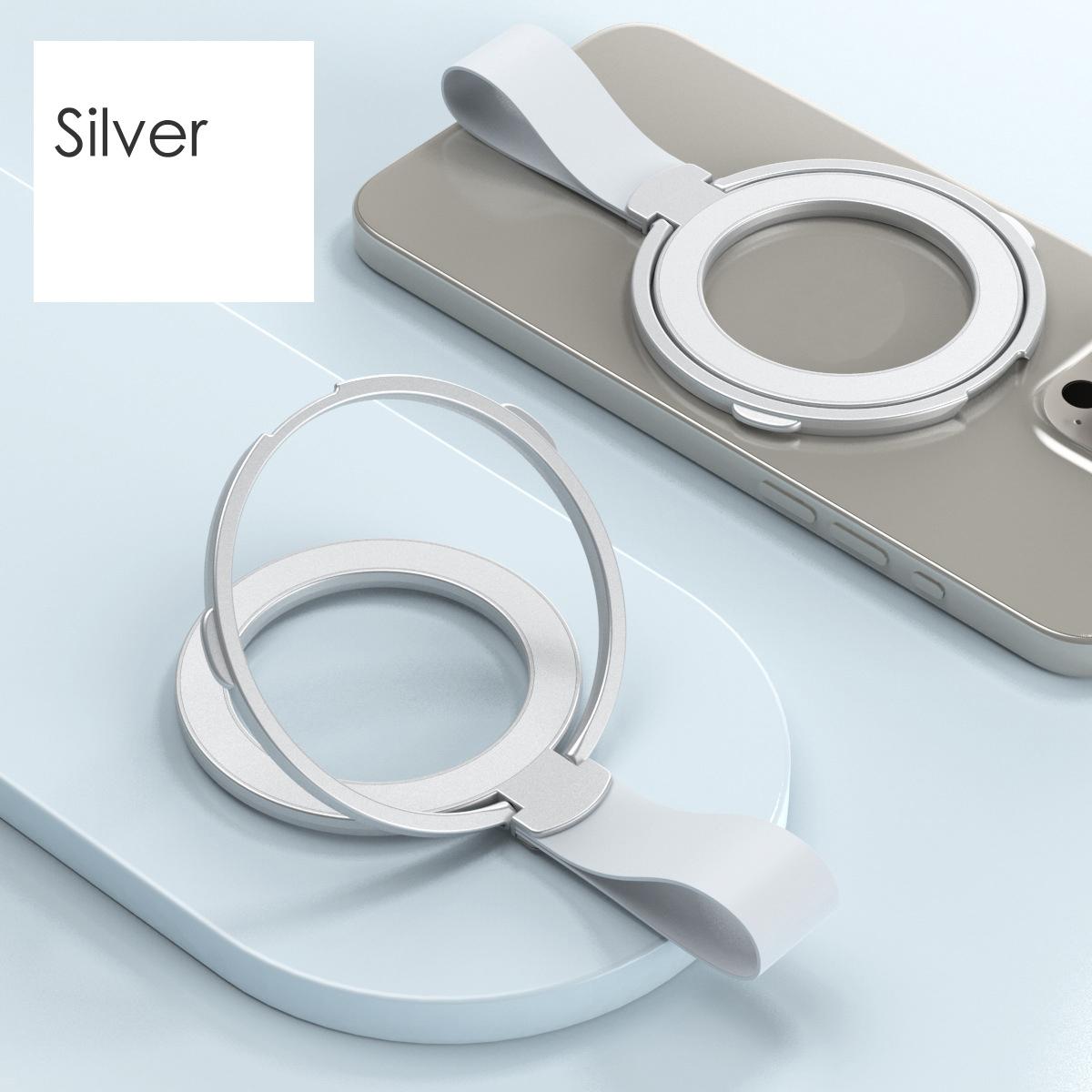 Upgrade Magnetic Phone Grip Holder Kickstand with Silicone Loop, Compatible with PopSockets MagSafe Ring Removable, for iPhone 16 15 14 13 12, for Samsung S22 S23 S24