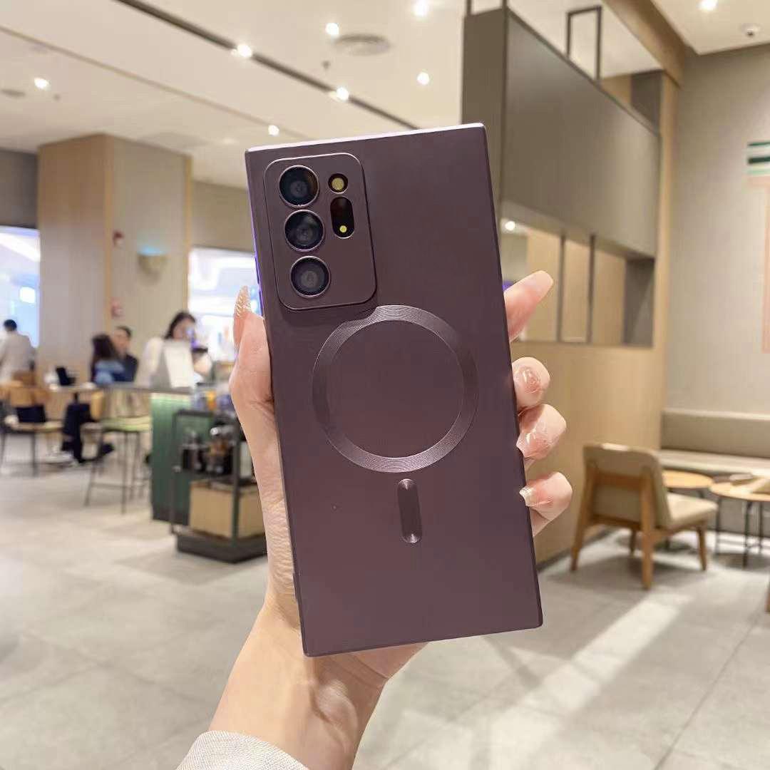 Magnetic Wireless Charge Case For Samsung Note20 Note20 Ultra Glass Lens Soft Silicone Cover