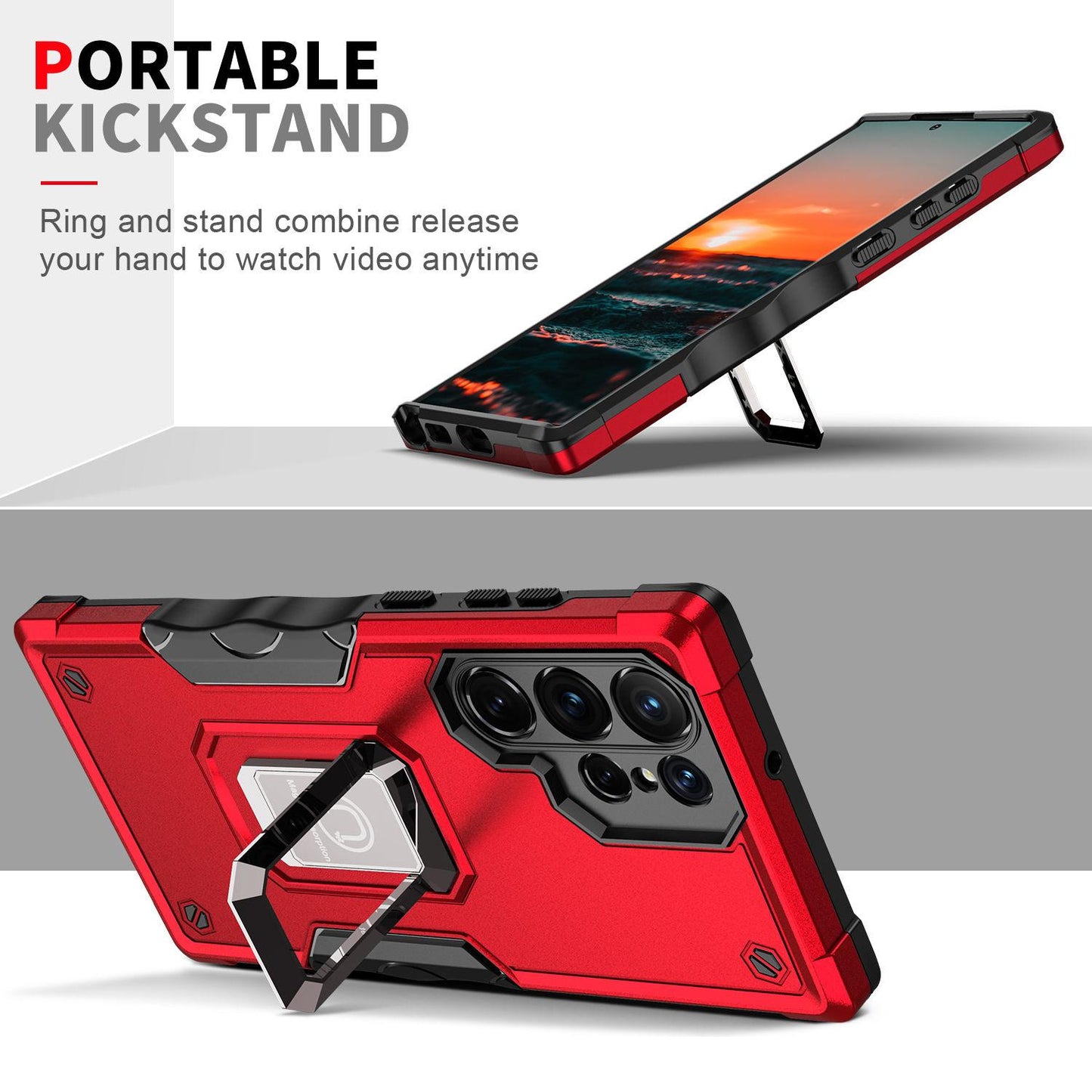 For Samsung S24 S23 S22 S21 FE Ultra Case, Heavy Duty Protection Magnetic Kickstand, Shockproof Case Camera Protection Hard Cover