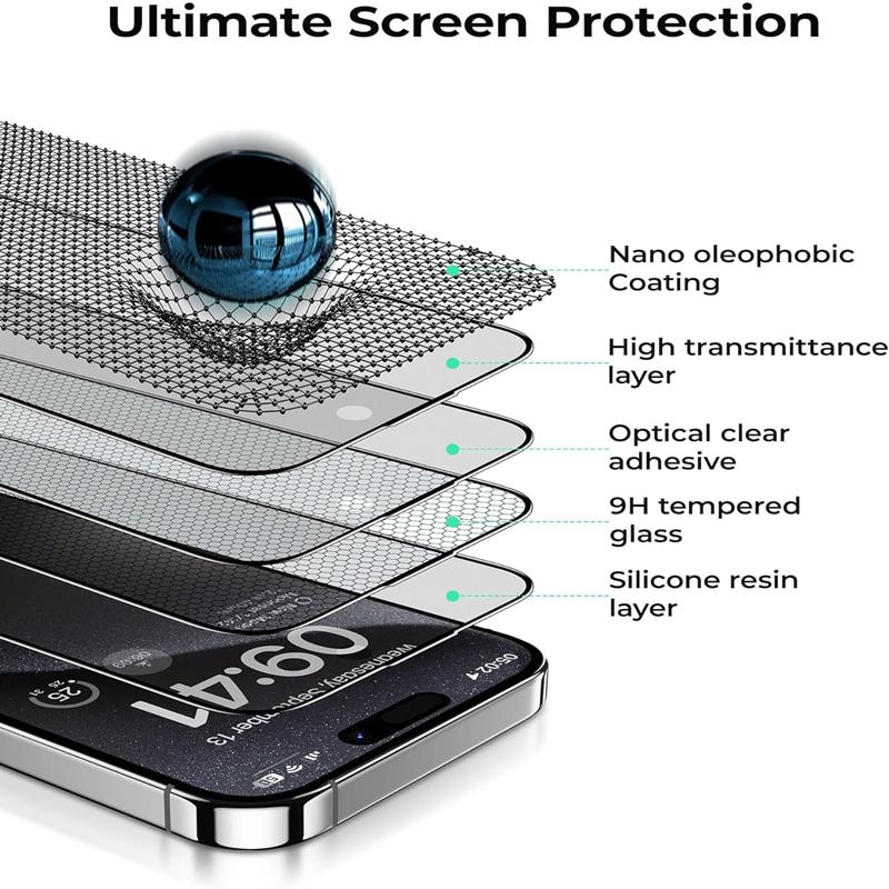 Matte HD / Privacy Dust Free Kit Tempered Glass for iPhone 16ProMax 16 15 14 13 12 11 Pro Max Screen Protector for iPhone X XR XS Max Plus Froster Glass Easy Tool