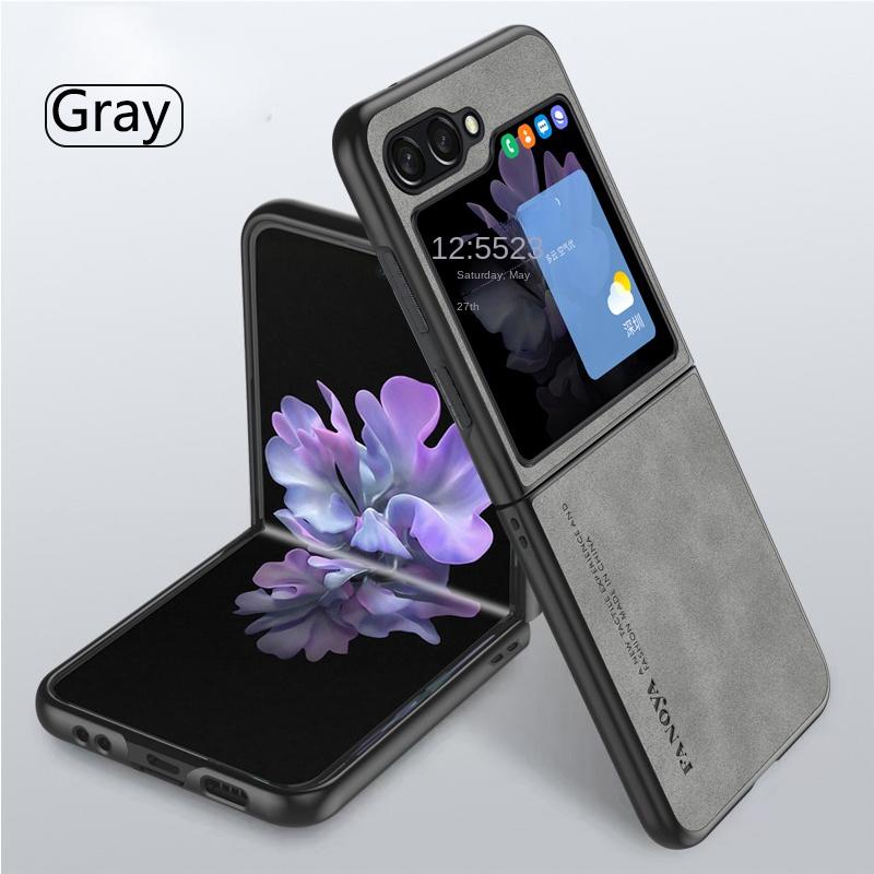 Luxury Lambskin Leather Cover For Samsung Galaxy Z Flip 5 4 3 Flip5 Flip4 Flip3 Shockproof Hard Case
