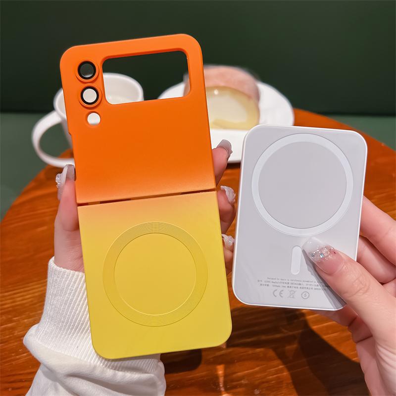 Gradient Color Magnetic Wireless Charging Phone Case For Samsung Galaxy Z Flip 3 4 5 ZFlip6