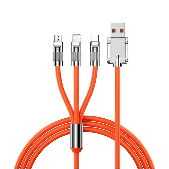 3 in 1 Fast Charging Cable for iPhone iPad Samsung Android Smart Phone (1.2M/4FT)