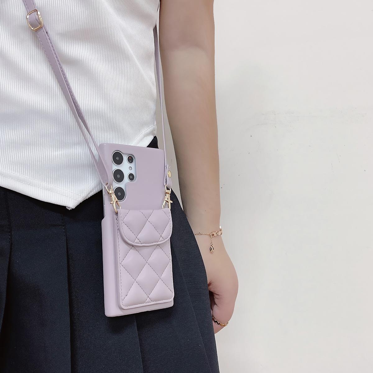 Crossbody Wallet Case For Samsung Galaxy S24 S23 Ultra S22 Plus A54 A53 A52 A25 A24 Rhombic UP Down Leather Shoulder Chain Side Buckle Cover