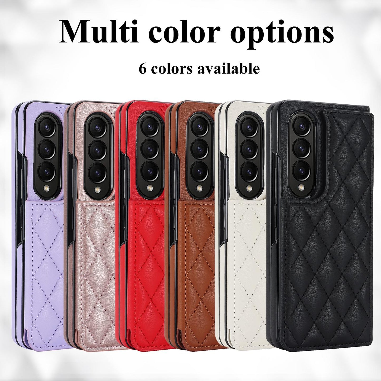 Flip Leather Wallet with Card Phone Case for Samsung Galaxy Z Fold 6 5 4 3 Fold6 Fold5 Fold4 Fold3 5G Soft Protective Back Cover
