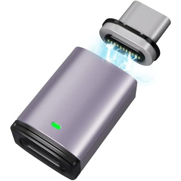 USB C Magnetic Adapter Right Angle, Magnetic USB C Adapter 100W Fast Charging 11Pins 480Mbps Data Transmission Compatible with MacBook Pro/Air For iPhone 16 15 For Samsung S25 S24 S23