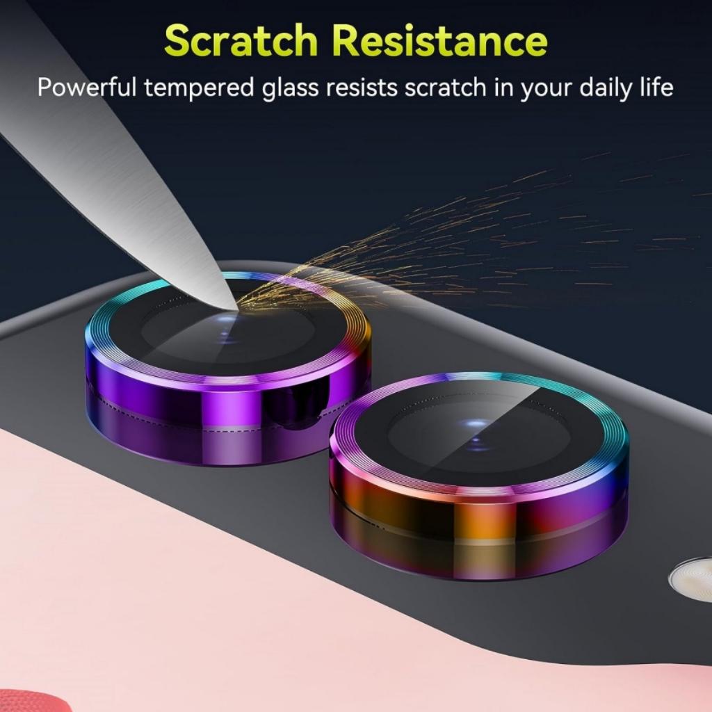 Metal Camera Lens Protector For Samsung Galaxy Z Flip 5 Anti Scratch 9H Tempered Glass With Metal Ring Lens Cover For Galaxy Z Flip5