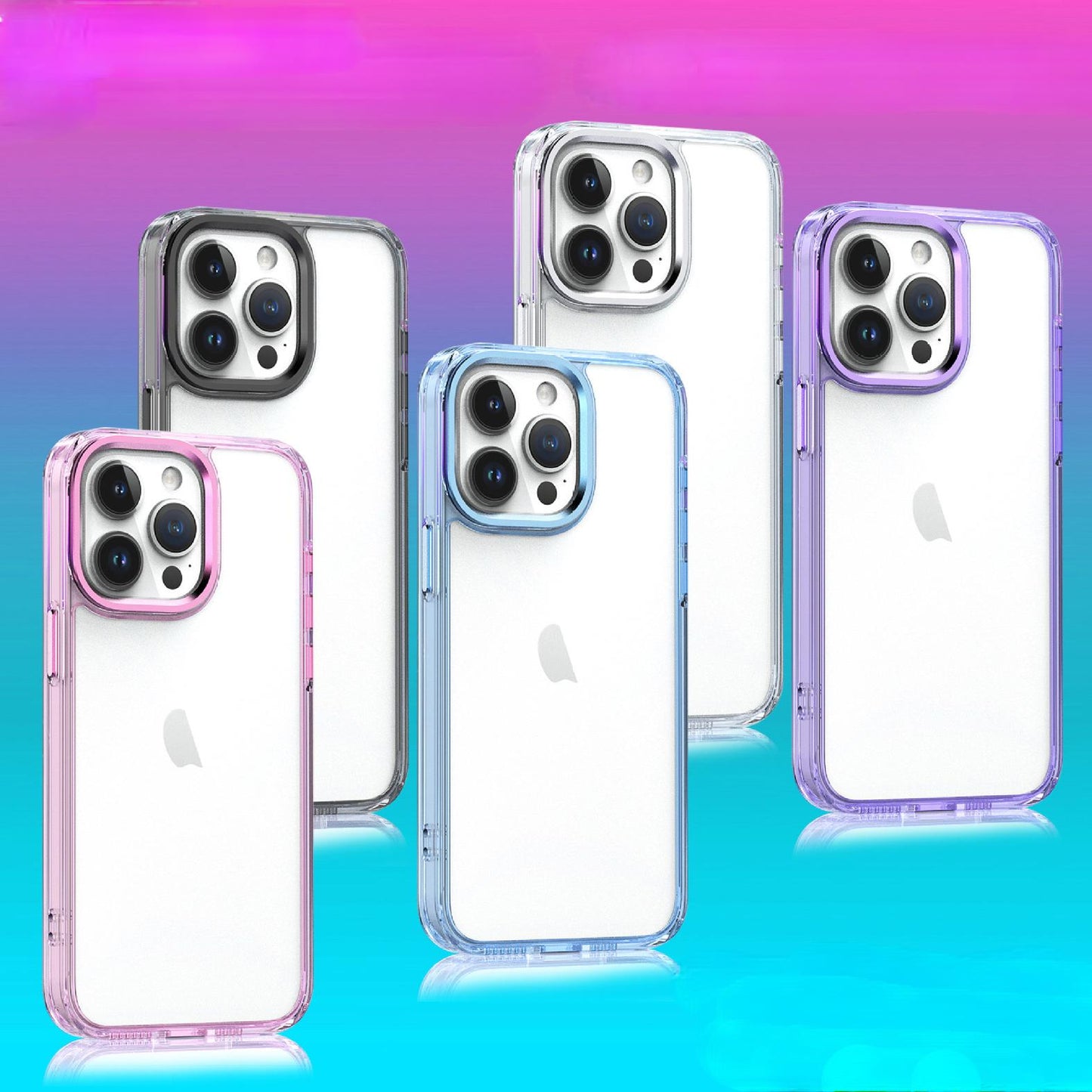 Acrylic Metal Camera Frame Transparent Phone Case for iPhone 16 15 14 13 12 11 Clear Cover