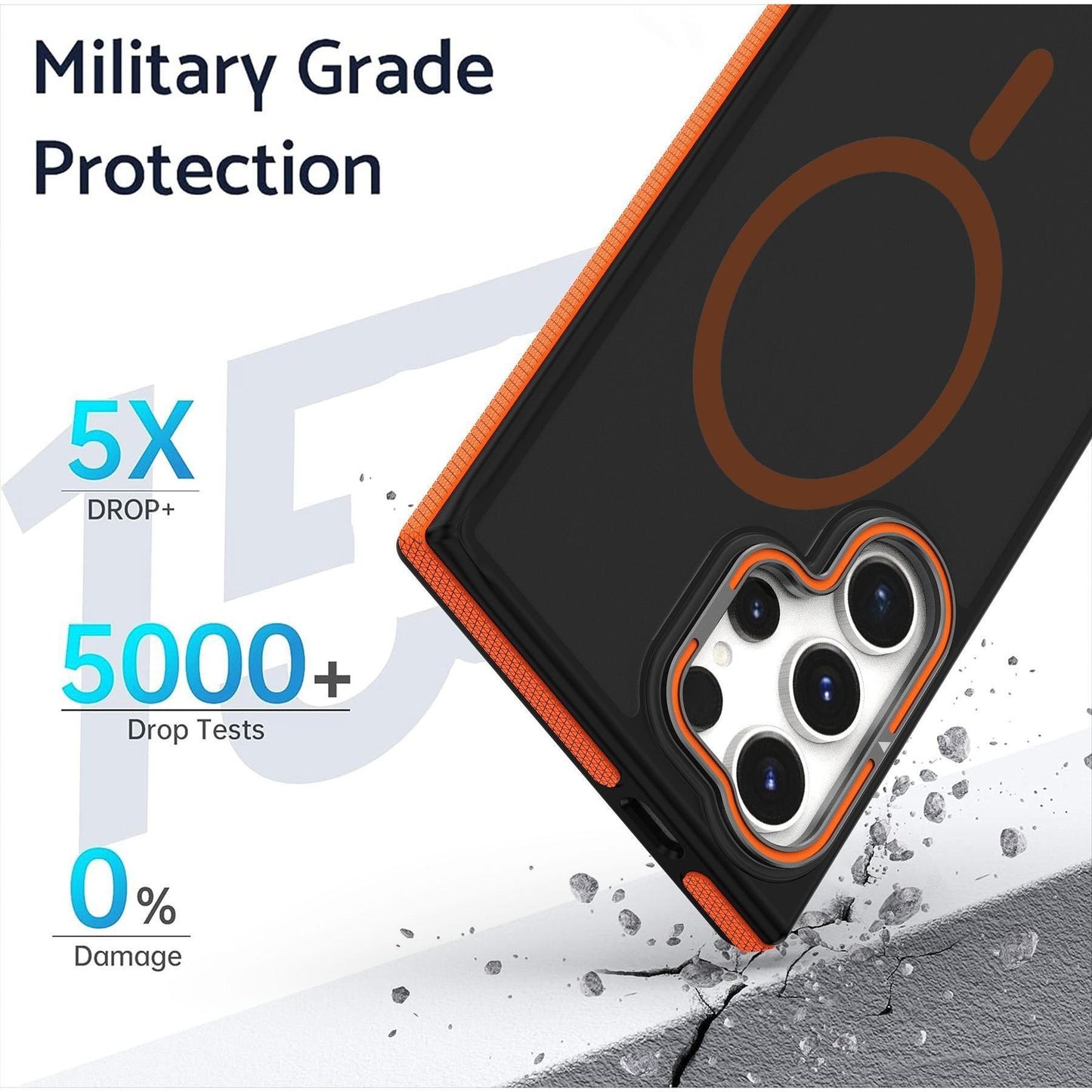 For Samsung S25Ultra S25 S24 S23FE A15 A14 A25 A24 A34 A35 A54 A55 Strong Magnetic Phone Case, Metal Camera Kickstand Protection, Elegant Matte Case Shockproof Bumper Hard Full Cover