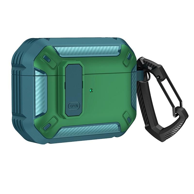 Switch Lock Earphone Case For Airpods Pro Luxury Carbon Fiber Armor Bluetooth Earphone Charging Box Cover For Airpods 2 3 2021