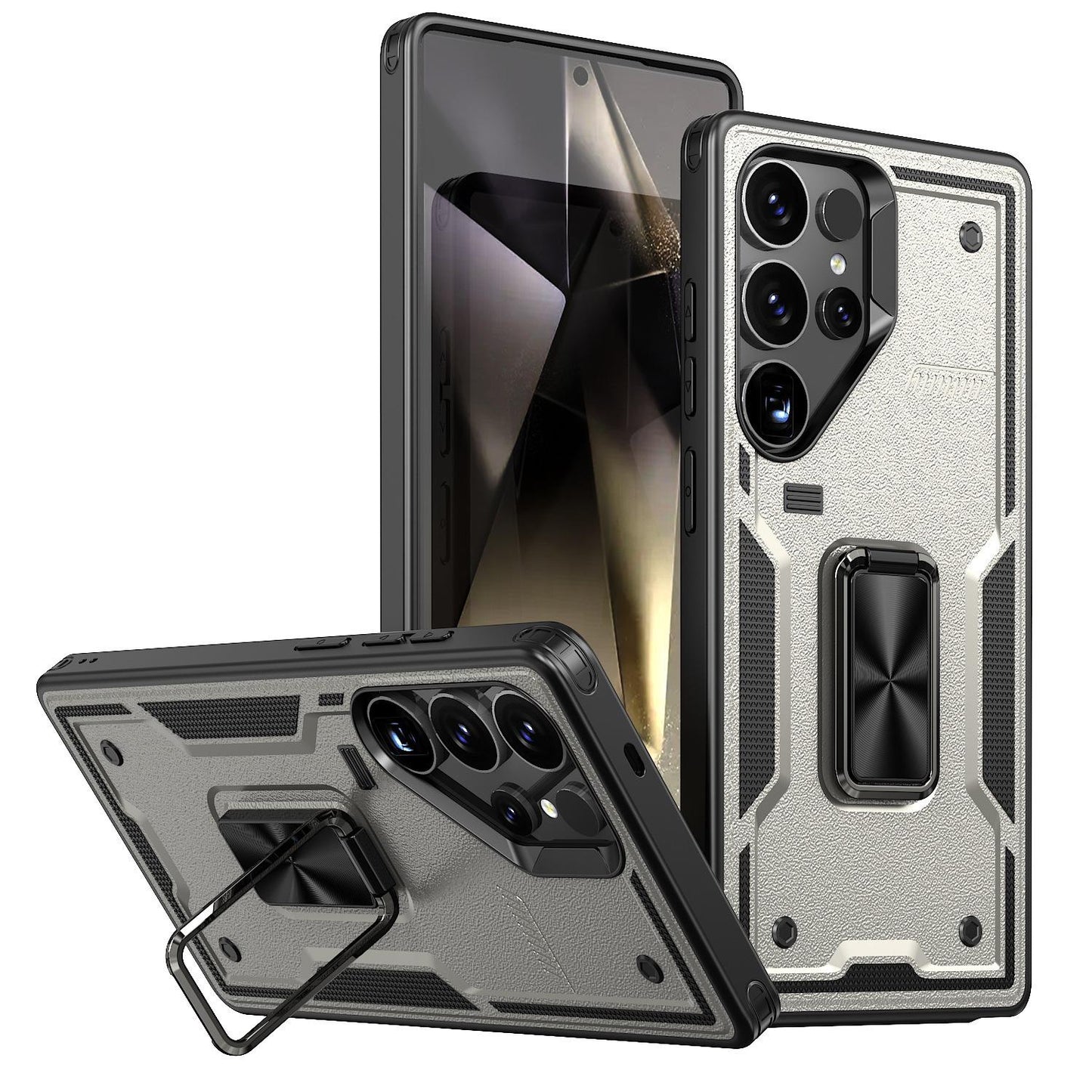 Anti-Dust Anti-Fall Heavy Duty Protection Shockproof Phone Case With Kickstand for Samsung S25Ultra S24 S23FE S23 S22 S21 A06 A05 A16 A15 A25 A35 A55 Bumper Matte Hard Full Cover
