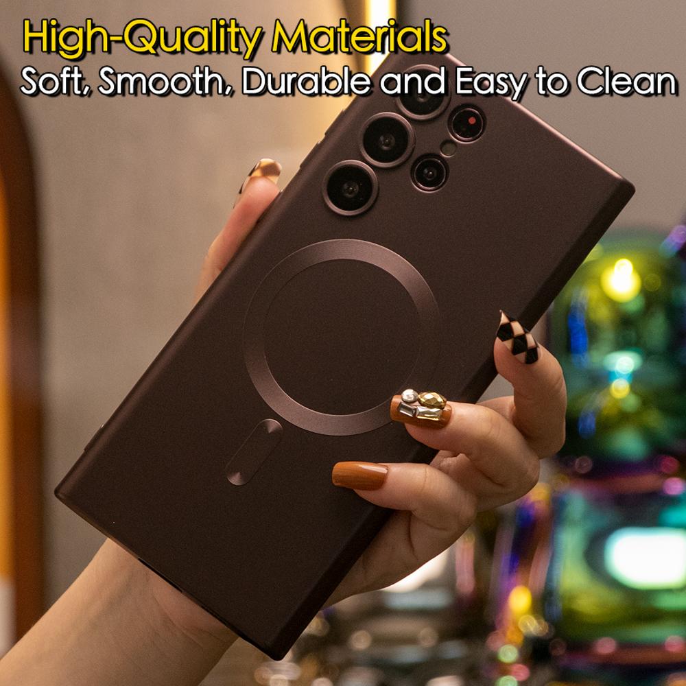 For Samsung A14 A15 A16 A24 A25 A26 A34 A35 A36 A54 A55 A56 A05 A05S A06 Case, Metallic Paint Magnetic Soft Metallic Glossy Slim, Full Camera Cover Protection Soft Phone Case