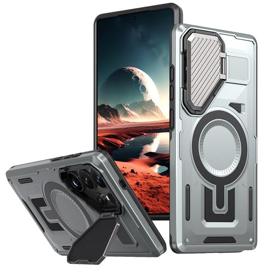 Anti-Dust Anti-Fall Heavy Duty Protection Shockproof Magnetic Phone Case With Camera Kickstand for Samsung S25Ultra S24 S23FE S23 A06 A05 A16 A15 A25 A35 A55 Bumper Matte Hard Cover