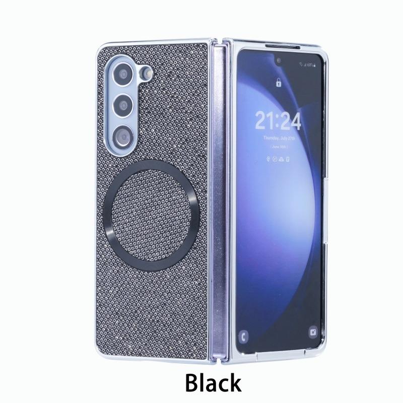 Luxury Glitter Rhinestone Strong Magnetic PC Fold Phone Case For Samsung Galaxy Z Fold6 Fold5 Fold4 Fold3 5G Smart Phone Full Cover