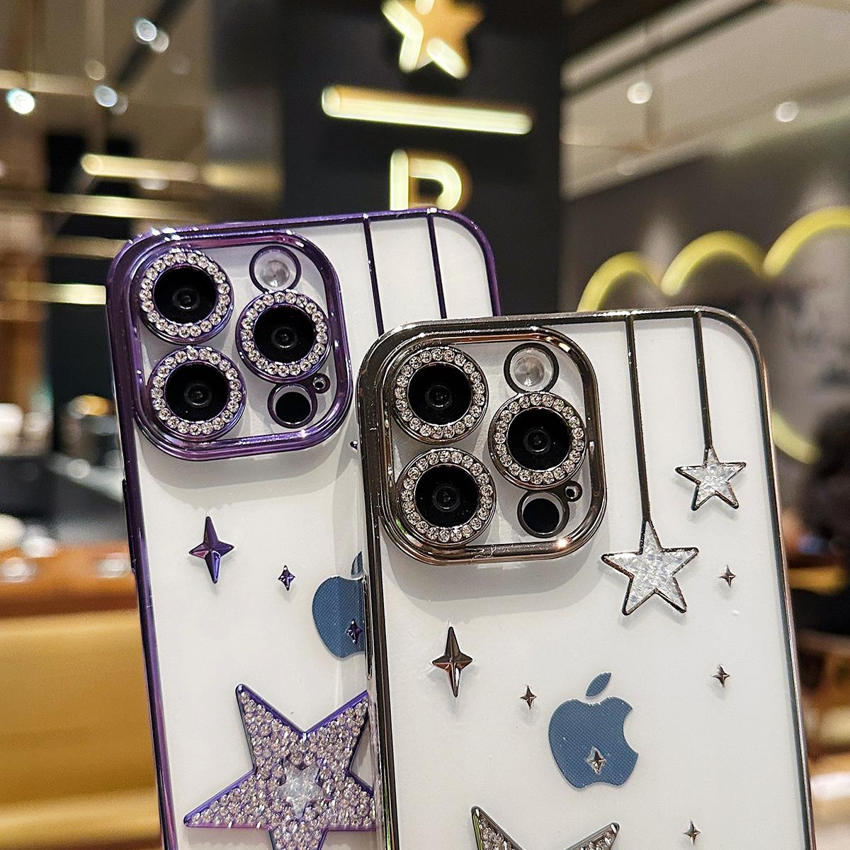 For iPhone 11 12 13 14 15 Pro Max Luxuxy Unique Diamond Star Soft Phone Case Cover