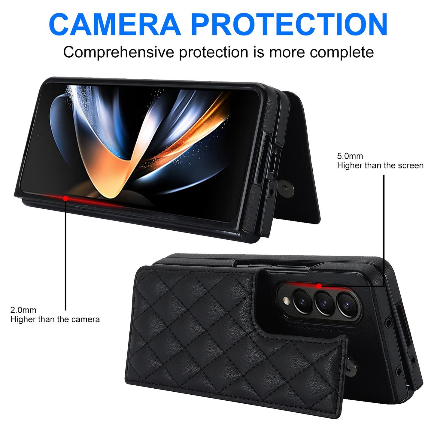 Flip Leather Wallet with Card Phone Case for Samsung Galaxy Z Fold 6 5 4 3 Fold6 Fold5 Fold4 Fold3 5G Soft Protective Back Cover