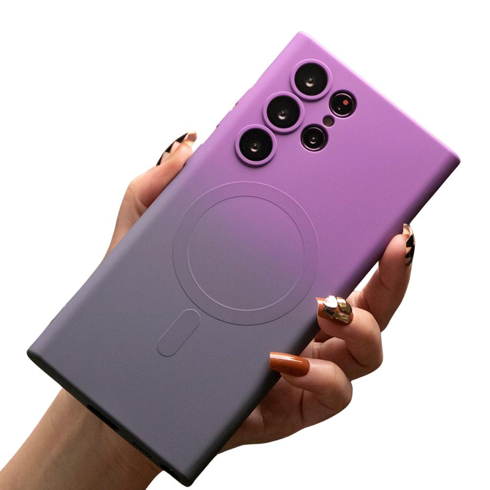 Matte Gradient Color Magnetic Wireless Charging Phone Case For Samsung S24FE S24Ultra S24 S23Ultra S23 S22 S21 FE Plus Ultra Note 20 Ultra with Lens Protector
