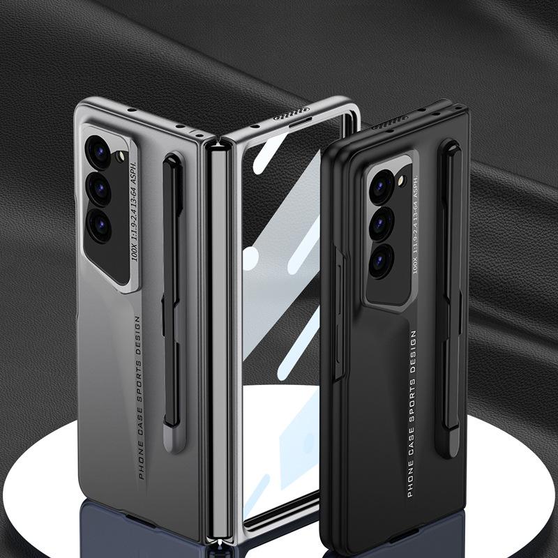 Pour Samsung Z Fold6 Case, Blade Point Men Matte Business Case avec fente pour stylo, étui de téléphone élégant de luxe Protection de l'appareil photo Coque rigide antichoc