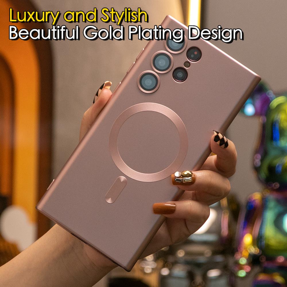 For Samsung A14 A15 A16 A24 A25 A26 A34 A35 A36 A54 A55 A56 A05 A05S A06 Case, Metallic Paint Magnetic Soft Metallic Glossy Slim, Full Camera Cover Protection Soft Phone Case