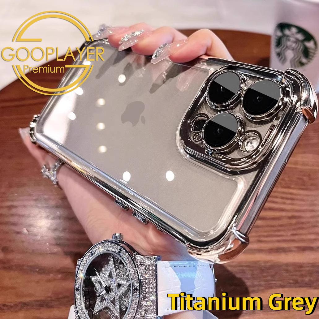 For iPhone 16 15 14 13 Phone Case, Luxury Four Corner Plating Clear High Definition Acrylic Built-in Camera Protector Shockproof Hard Full Cover