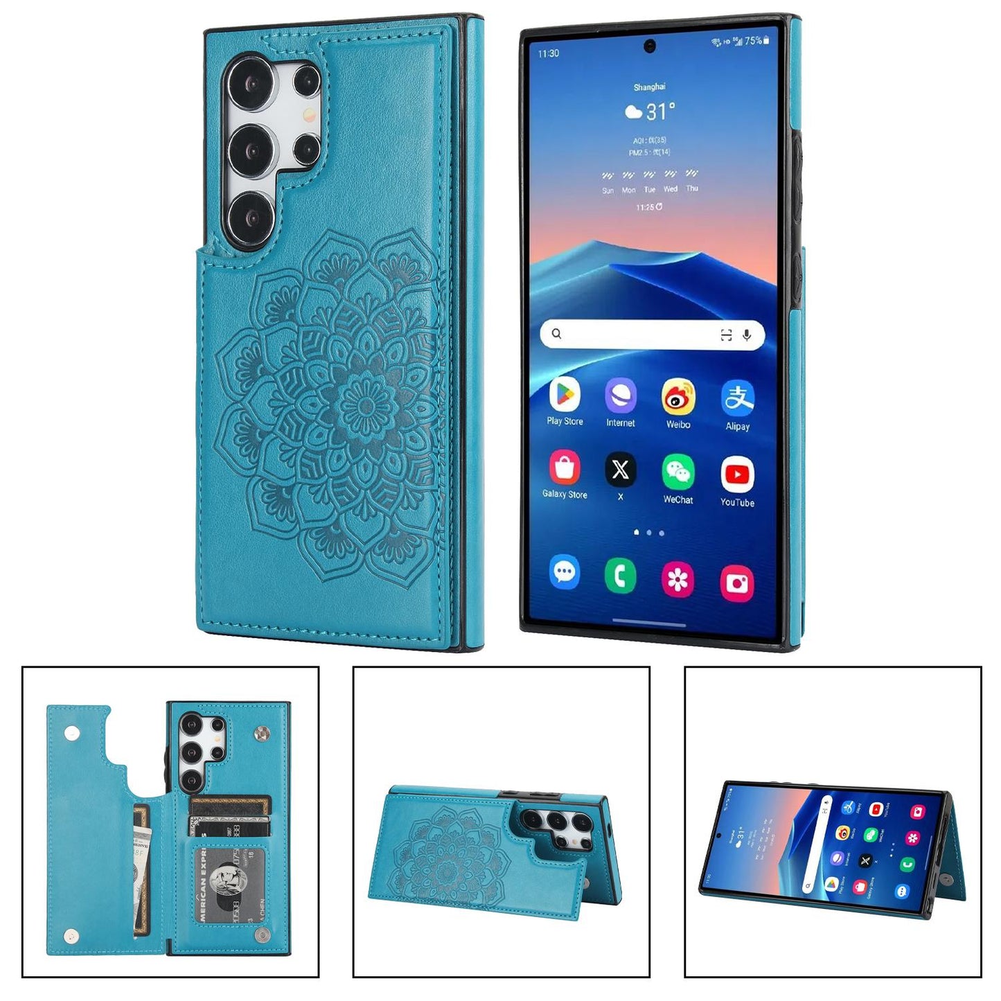 Flip Leather Phone Case for Samsung Galaxy S23 FE S24 Ultra S22 S21 Plus A15 A14 A54 A13 A33 A53 4G 5G Wallet With Card Holder Cover
