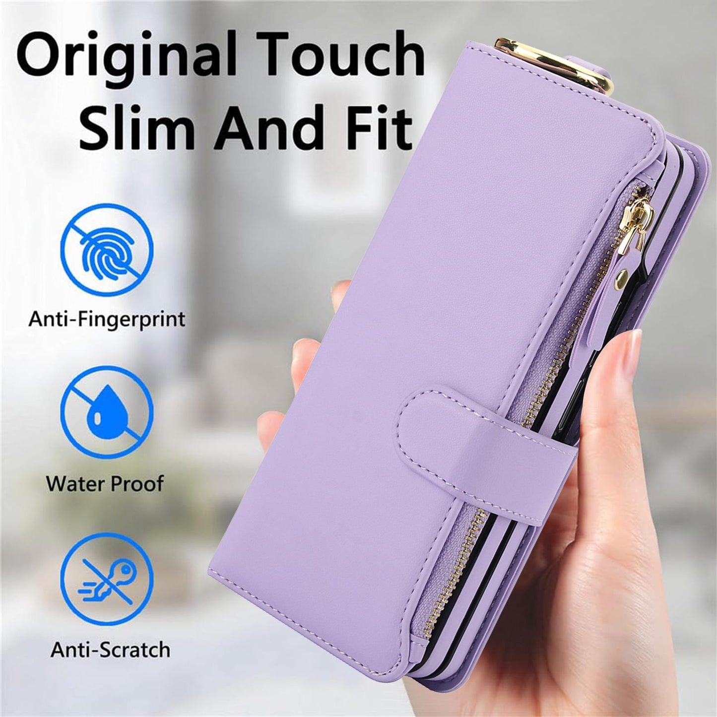 Crossbody Cards Solt Zipper Wallet Leather Case For Samsung Galaxy Z Fold 5 4 3 6 5G Wristband Ring Holder Kickstand Cash Pocket
