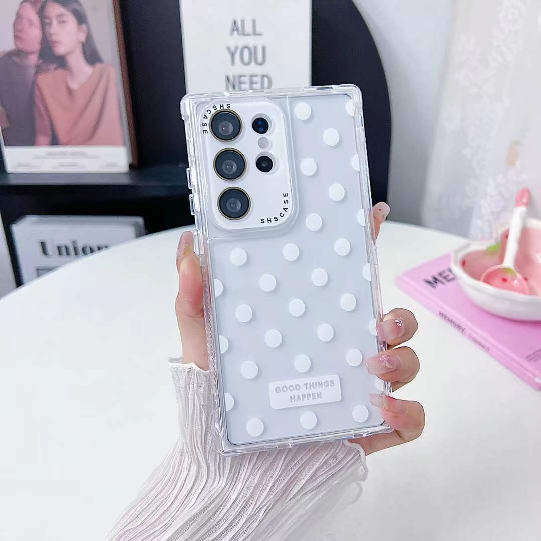 For Samsung S25Ultra S24Ultra S23Ultra Phone Case, Colorful 3 in 1 Transparent Luxury Wave Point Acrylic Anti Fall, With Camera Protector Shockproof Clear Hard Full Cover