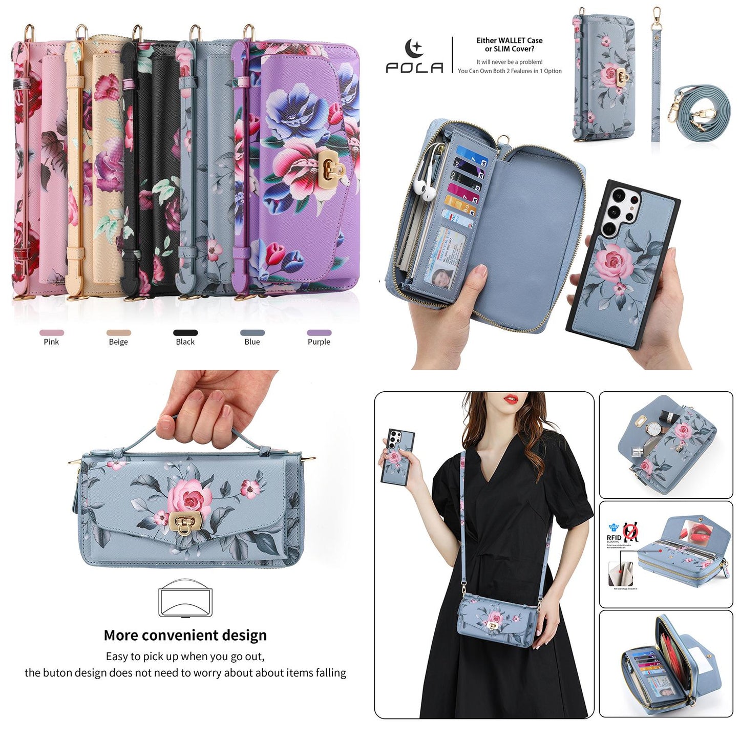 Flower Leather Magnetic Wallet Upgrade Hand Strap Phone Case For Samsung Galaxy S23 Ultra S22 Plus Note 20 Ultra Multifunction Zipper Business Split Cover POLA 001