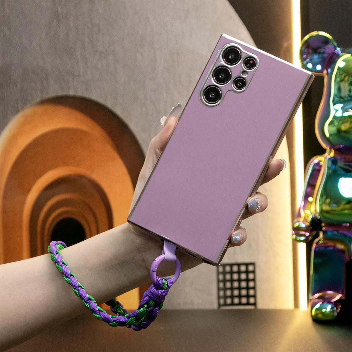 Plating Phone Case With Woven Wristband For Samsung S24 S23 S22 S21 S20 FE Plus Ultra Note 20