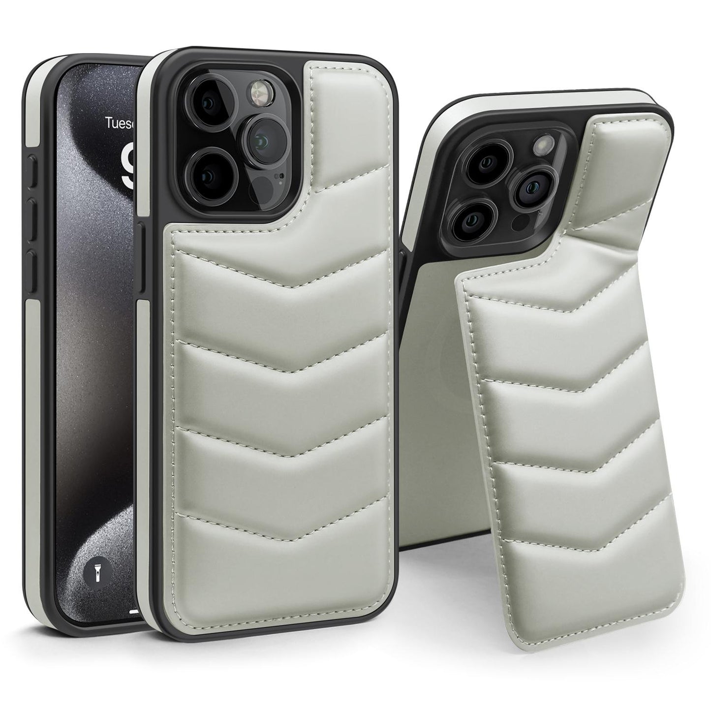 Wave Down Jacket holder Phone Case For iPhone 11 12 13 14 15 Pro Max Plus For Magsafe Wireless charging Shockproof Phone Cover
